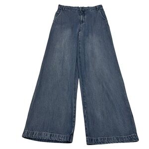 NWT Young Fabulous & Broke YFB Wide Leg Blue Jeans Elastic Waist Women’s Large